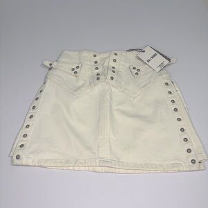 Re/Done Denim women’s Vintage white skirt sz 24 studs 90’s YTK Festival biker